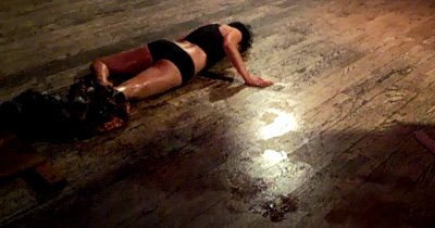 Laurana Wong - The Cocoon - She drags herself facedown across the wooden floor, leaving a trail of placenta behind